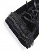 Gothic Style Dark Elegant Lace Decorated Metal Cross Embellished Velvet Straps Gorgeous Black Long Gloves