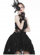 Gothic Style Elegant Lace Ribbon Elastic Adjustment Black Short Gloves