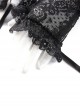 Gothic Style Elegant Lace Ribbon Elastic Adjustment Black Short Gloves