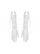 Gothic Style Hollow Mesh Exquisite Embroidery Elegant Ribbon Decorated White Long Gloves