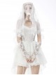 Gothic Style Hollow Mesh Exquisite Embroidery Elegant Ribbon Decorated White Long Gloves