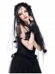 Gothic Style Dark Hollow Mesh Lace Cross Metal Decoration Gorgeous Black Veil