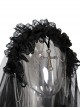 Gothic Style Dark Hollow Mesh Lace Cross Metal Decoration Gorgeous Black Veil