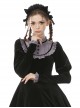 Gothic Style Cute Cat Ear Shape Lace Embellished Ribbon Bowknot Decorative Black Headband