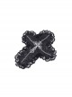 Gothic Style Cross Shape Exquisite Lace Surround Silver Cross Chain Embellished Dark Black Hairpin