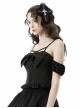 Gothic Style Cross Shape Exquisite Lace Surround Silver Cross Chain Embellished Dark Black Hairpin