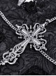 Gothic Style Cross Shape Exquisite Lace Surround Silver Cross Chain Embellished Dark Black Hairpin