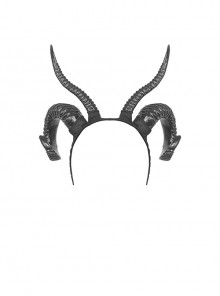 Gothic Style Dark Unique Mysterious Bold Textured Halloween Plastic Black Devil Horn Headband