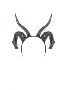 Gothic Style Dark Unique Mysterious Bold Textured Halloween Plastic Black Devil Horn Headband