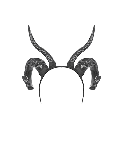 Gothic Style Dark Unique Mysterious Bold Textured Halloween Plastic Black Devil Horn Headband