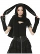 Punk Style Cute Bunny Ear Shaped Metal Pin Chain Decoration Plush Warm Unique Black Scarf