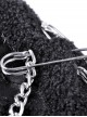 Punk Style Cute Bunny Ear Shaped Metal Pin Chain Decoration Plush Warm Unique Black Scarf