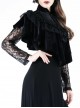 Gothic Style Elegant Lace Stitching Rose Flower Decoration Chinese Stand Collar Button Design Black Velvet Cloak