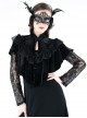 Gothic Style Elegant Lace Stitching Rose Flower Decoration Chinese Stand Collar Button Design Black Velvet Cloak