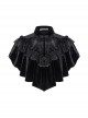 Gothic Style Elegant Lace Stitching Rose Flower Decoration Chinese Stand Collar Button Design Black Velvet Cloak