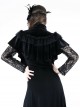 Gothic Style Elegant Lace Stitching Rose Flower Decoration Chinese Stand Collar Button Design Black Velvet Cloak