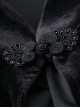 Gothic Style Elegant Lace Stitching Rose Flower Decoration Chinese Stand Collar Button Design Black Velvet Cloak