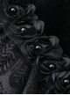 Gothic Style Elegant Lace Stitching Rose Flower Decoration Chinese Stand Collar Button Design Black Velvet Cloak