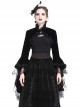 Gothic Style Gorgeous Black Velvet Chinese Knot Button Stand Collar Lace Ruffle Trumpet Sleeve Cape