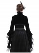 Gothic Style Gorgeous Black Velvet Chinese Knot Button Stand Collar Lace Ruffle Trumpet Sleeve Cape