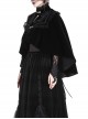 Gothic Style Elegant Embroidered Stand Collar Metal Plate Buckle Pleated Lace Embellished Velvet Short Cape