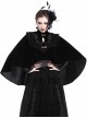 Gothic Style Elegant Embroidered Stand Collar Metal Plate Buckle Pleated Lace Embellished Velvet Short Cape