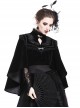 Gothic Style Elegant Embroidered Stand Collar Metal Plate Buckle Pleated Lace Embellished Velvet Short Cape