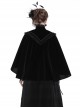 Gothic Style Elegant Embroidered Stand Collar Metal Plate Buckle Pleated Lace Embellished Velvet Short Cape