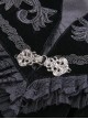 Gothic Style Elegant Embroidered Stand Collar Metal Plate Buckle Pleated Lace Embellished Velvet Short Cape