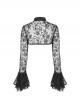 Gothic Chinese Style Sexy Lace Mesh Stand Collar Hollow Elegant Long Sleeve Cape