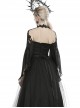 Gothic Style Exquisite Lace Tulle Splicing Big Sleeves Gorgeous Halter Neck Black Cape