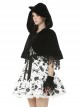 Gothic Style Cute Cat Ears Big Brim Gorgeous Star Tassel Black Velvet Hoodie Short Cape