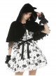 Gothic Style Cute Cat Ears Big Brim Gorgeous Star Tassel Black Velvet Hoodie Short Cape