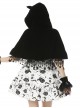 Gothic Style Cute Cat Ears Big Brim Gorgeous Star Tassel Black Velvet Hoodie Short Cape