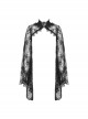 Gothic Style Dark Sexy Hollow Lace Mesh Trumpet Sleeve Butterfly Button Black Cape