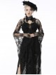 Gothic Style Dark Sexy Hollow Lace Mesh Trumpet Sleeve Butterfly Button Black Cape