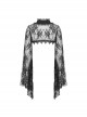Gothic Style Dark Sexy Hollow Lace Mesh Trumpet Sleeve Butterfly Button Black Cape