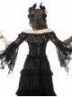 Gothic Style Gorgeous Dark One Shoulder Sexy Mesh Lace Retro Trumpet Sleeve Black Cape