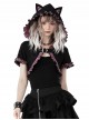 Gothic Style Cute Cat Ears Big Brim Black And Pink Plaid Lace Color Blocked Hooded Short Cloak