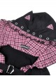 Gothic Style Cute Cat Ears Big Brim Black And Pink Plaid Lace Color Blocked Hooded Short Cloak