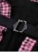 Gothic Style Cute Cat Ears Big Brim Black And Pink Plaid Lace Color Blocked Hooded Short Cloak