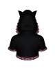 Gothic Style Cute Cat Ears Big Brim Black And Pink Plaid Lace Color Blocked Hooded Short Cloak