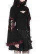 Dark Gothic Style Turtleneck Wool Hollow Trumpet Sleeves Black And Pink Plaid Lace Shawl