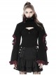 Dark Gothic Style Turtleneck Wool Hollow Trumpet Sleeves Black And Pink Plaid Lace Shawl