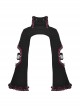 Dark Gothic Style Turtleneck Wool Hollow Trumpet Sleeves Black And Pink Plaid Lace Shawl