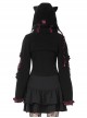 Dark Gothic Style Turtleneck Wool Hollow Trumpet Sleeves Black And Pink Plaid Lace Shawl