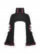 Dark Gothic Style Turtleneck Wool Hollow Trumpet Sleeves Black And Pink Plaid Lace Shawl