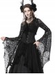 Gothic Style Black Lace Mesh Irregular Trumpet Sleeves Velvet Drawstring Dark Witch Shawl