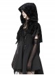 Gothic Style Velvet Material Unique Skull Print Short Spiked Hem Loose Hooded Cape