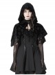 Gothic Style Velvet Material Unique Skull Print Short Spiked Hem Loose Hooded Cape